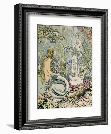 The Little Mermaid Before a Statue in the Sea-Ivan Bilibin-Framed Giclee Print