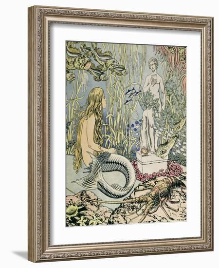 The Little Mermaid Before a Statue in the Sea-Ivan Bilibin-Framed Giclee Print