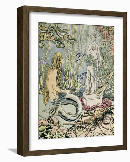 The Little Mermaid Before a Statue in the Sea-Ivan Bilibin-Framed Giclee Print