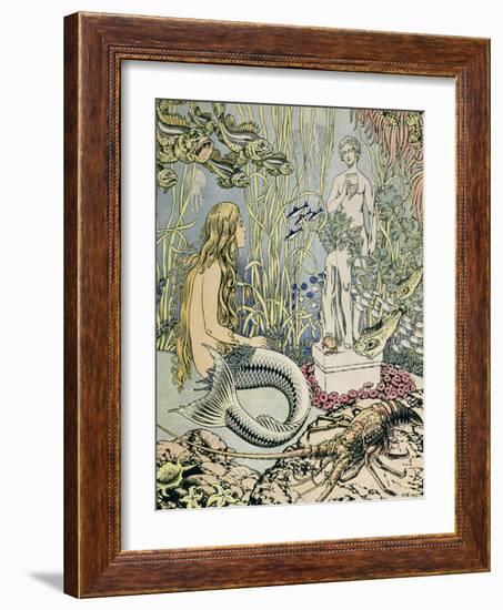 The Little Mermaid Before a Statue in the Sea-Ivan Bilibin-Framed Giclee Print