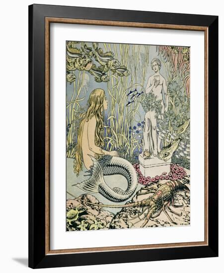 The Little Mermaid Before a Statue in the Sea-Ivan Bilibin-Framed Giclee Print