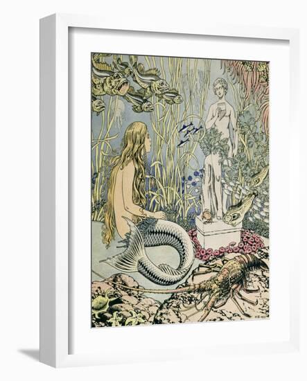 The Little Mermaid Before a Statue in the Sea-Ivan Bilibin-Framed Giclee Print