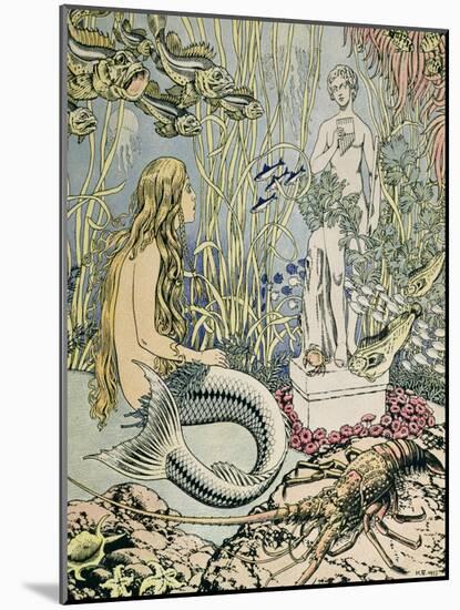 The Little Mermaid Before a Statue in the Sea-Ivan Bilibin-Mounted Giclee Print