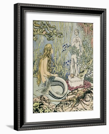 The Little Mermaid Before a Statue in the Sea-Ivan Bilibin-Framed Giclee Print