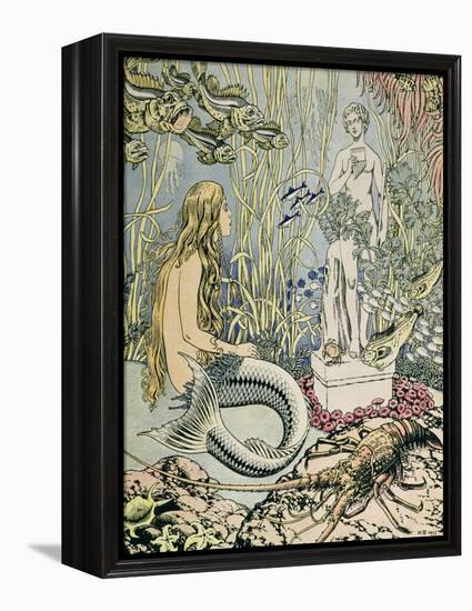 The Little Mermaid Before a Statue in the Sea-Ivan Bilibin-Framed Premier Image Canvas