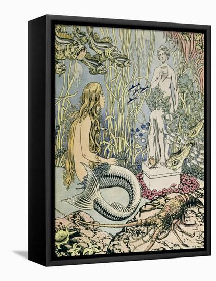 The Little Mermaid Before a Statue in the Sea-Ivan Bilibin-Framed Premier Image Canvas