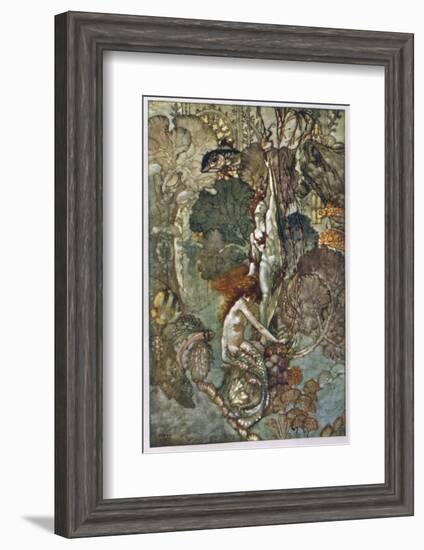 The Little Mermaid Hugs the Statue of the Prince-A. Duncan Carse-Framed Photographic Print