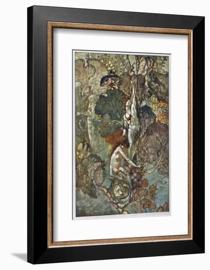 The Little Mermaid Hugs the Statue of the Prince-A. Duncan Carse-Framed Photographic Print