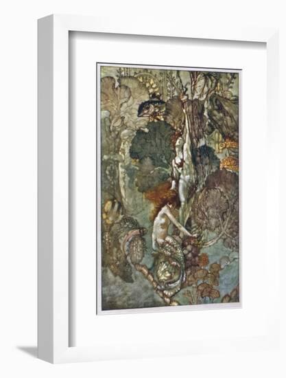 The Little Mermaid Hugs the Statue of the Prince-A. Duncan Carse-Framed Photographic Print