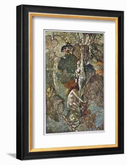 The Little Mermaid Hugs the Statue of the Prince-A. Duncan Carse-Framed Photographic Print