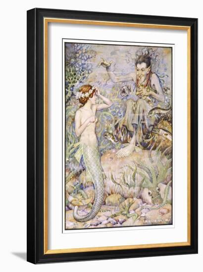 The Little Mermaid Talks with the Witch on the Sea-Floor-Monro S. Orr-Framed Art Print