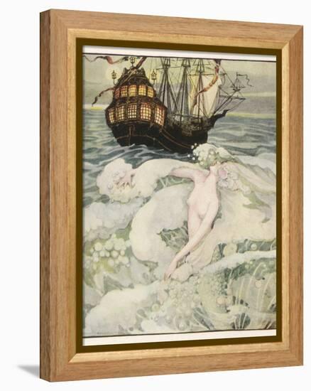 The Little Mermaid Watches a Ship-Anne Anderson-Framed Premier Image Canvas