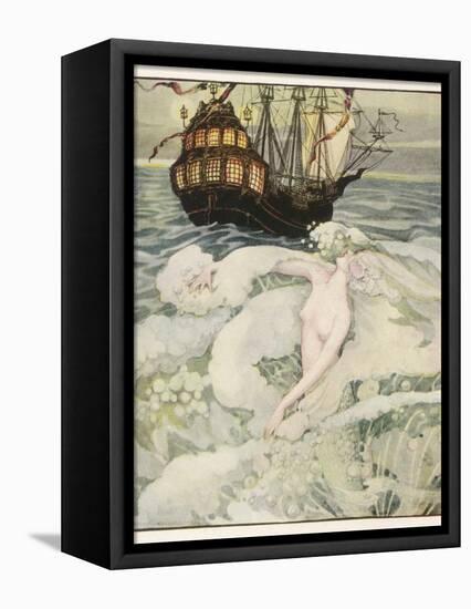 The Little Mermaid Watches a Ship-Anne Anderson-Framed Premier Image Canvas