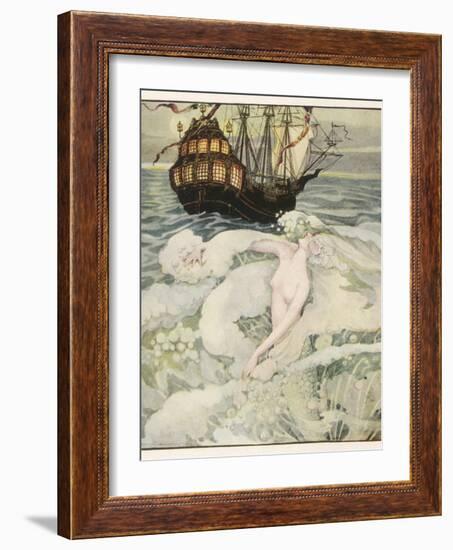 The Little Mermaid Watches a Ship-Anne Anderson-Framed Photographic Print