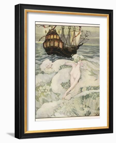 The Little Mermaid Watches a Ship-Anne Anderson-Framed Photographic Print