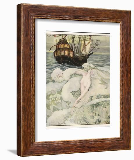 The Little Mermaid Watches a Ship-Anne Anderson-Framed Photographic Print