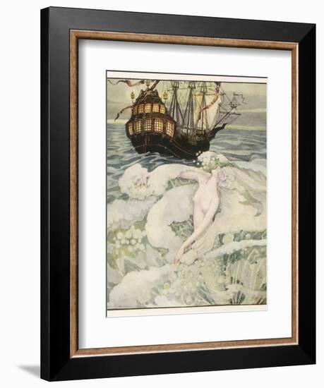 The Little Mermaid Watches a Ship-Anne Anderson-Framed Photographic Print