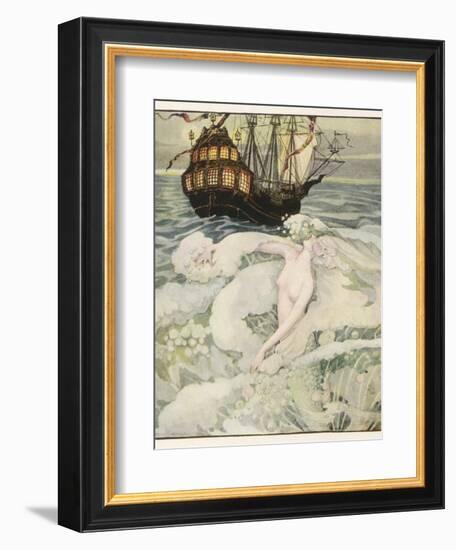 The Little Mermaid Watches a Ship-Anne Anderson-Framed Photographic Print