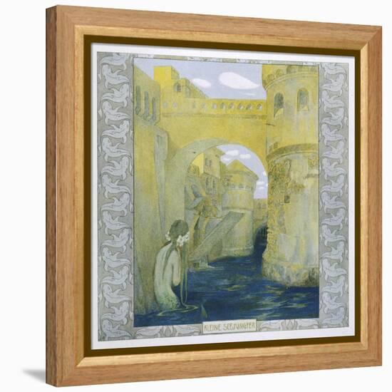 The Little Mermaid Watches the Castle Drawbridge Being Lowered-Heinrich Lefler-Framed Stretched Canvas