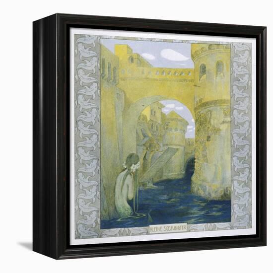 The Little Mermaid Watches the Castle Drawbridge Being Lowered-Heinrich Lefler-Framed Stretched Canvas