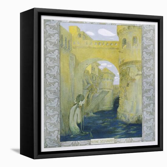 The Little Mermaid Watches the Castle Drawbridge Being Lowered-Heinrich Lefler-Framed Stretched Canvas