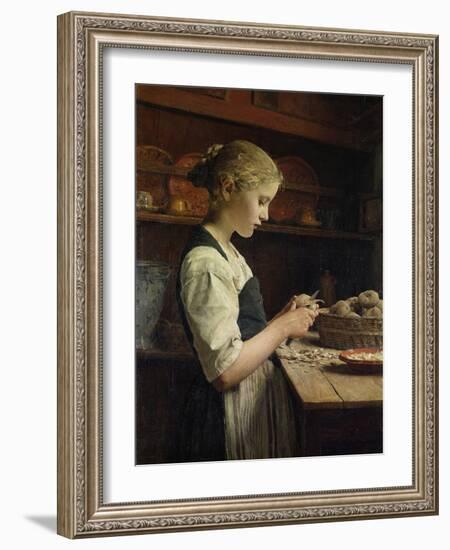 The Little Potato Peeler, 1886-Albert Anker-Framed Giclee Print