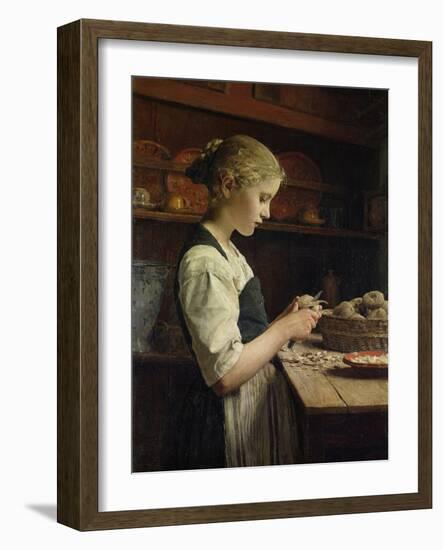 The Little Potato Peeler, 1886-Albert Anker-Framed Giclee Print