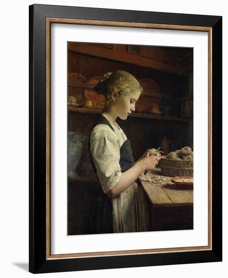 The Little Potato Peeler, 1886-Albert Anker-Framed Giclee Print