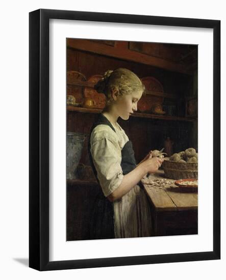 The Little Potato Peeler, 1886-Albert Anker-Framed Giclee Print