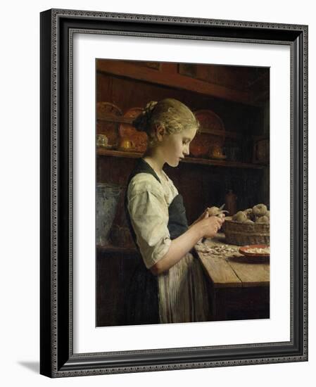 The Little Potato Peeler, 1886-Albert Anker-Framed Giclee Print