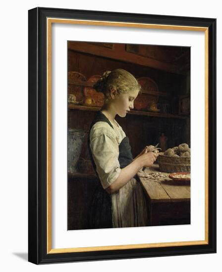 The Little Potato Peeler, 1886-Albert Anker-Framed Giclee Print