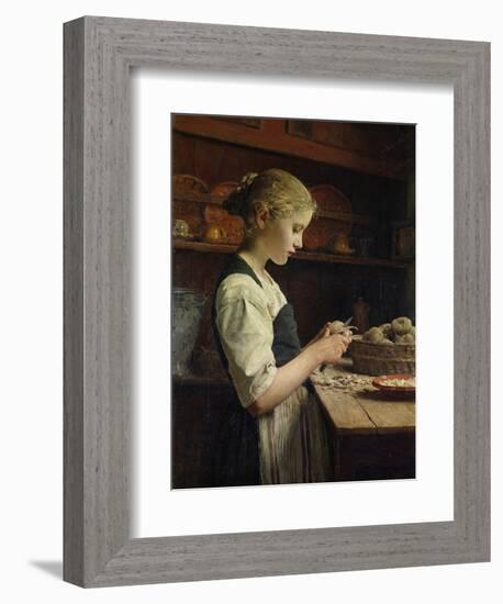 The Little Potato Peeler, 1886-Albert Anker-Framed Premium Giclee Print