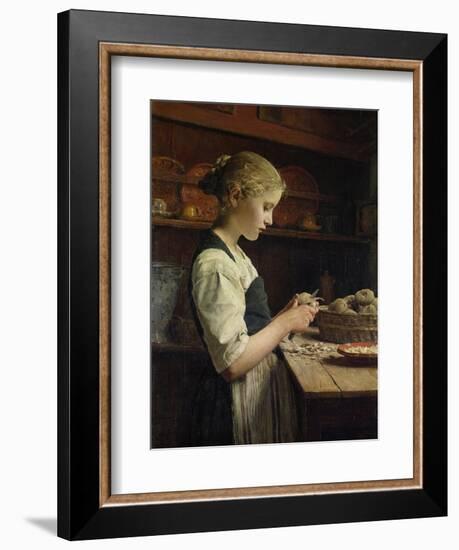 The Little Potato Peeler, 1886-Albert Anker-Framed Premium Giclee Print