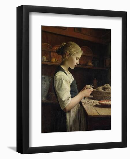 The Little Potato Peeler, 1886-Albert Anker-Framed Premium Giclee Print