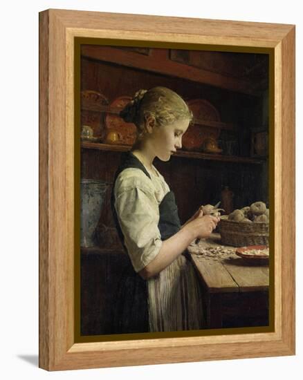 The Little Potato Peeler, 1886-Albert Anker-Framed Premier Image Canvas