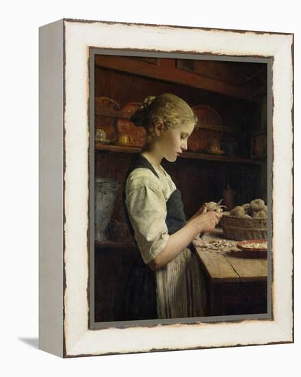 The Little Potato Peeler, 1886-Albert Anker-Framed Premier Image Canvas