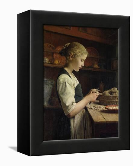 The Little Potato Peeler, 1886-Albert Anker-Framed Premier Image Canvas