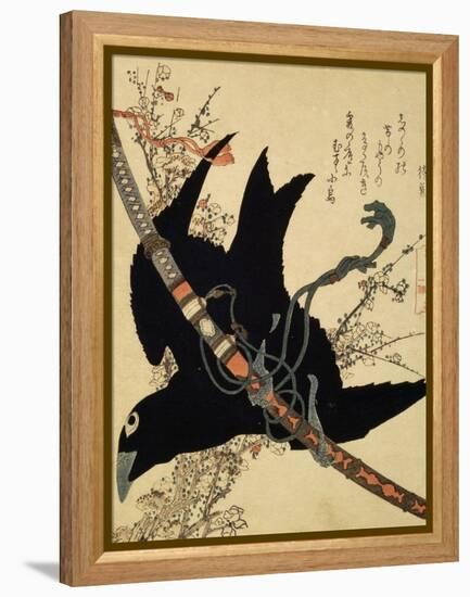 The Little Raven. Minamoto Clan Sword, C1823-Katsushika Hokusai-Framed Premier Image Canvas