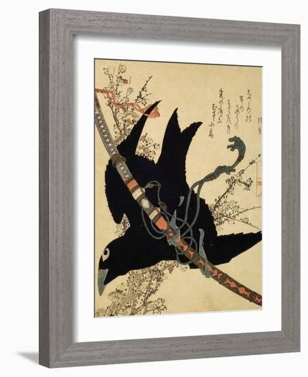 The Little Raven. Minamoto Clan Sword, C1823-Katsushika Hokusai-Framed Giclee Print