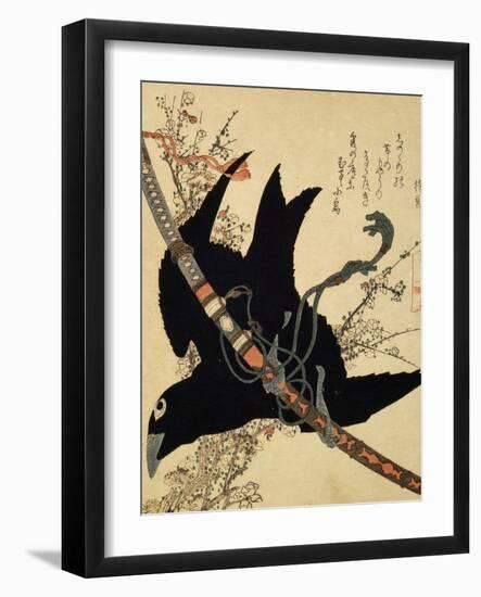 The Little Raven. Minamoto Clan Sword, C1823-Katsushika Hokusai-Framed Giclee Print