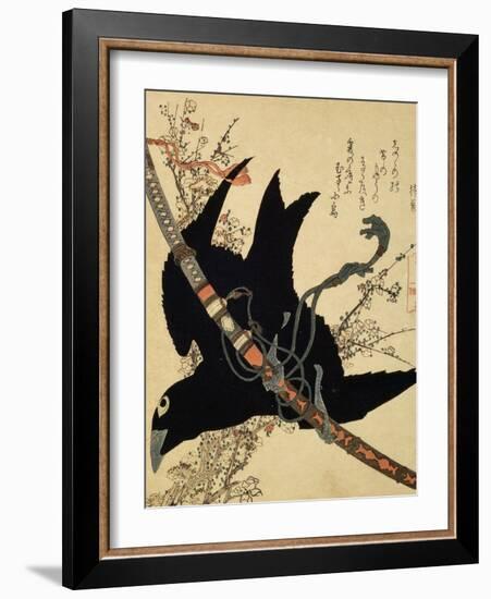 The Little Raven. Minamoto Clan Sword, C1823-Katsushika Hokusai-Framed Giclee Print