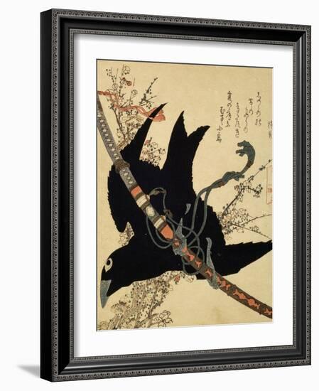 The Little Raven. Minamoto Clan Sword, C1823-Katsushika Hokusai-Framed Giclee Print