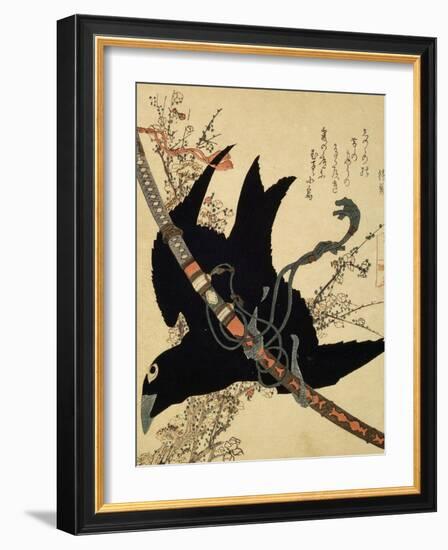 The Little Raven. Minamoto Clan Sword, C1823-Katsushika Hokusai-Framed Giclee Print