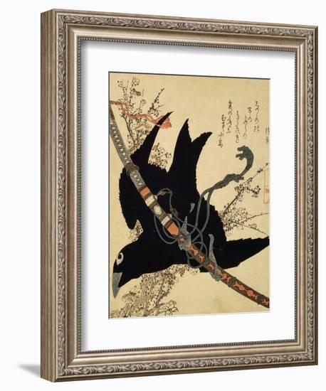 The Little Raven. Minamoto Clan Sword, C1823-Katsushika Hokusai-Framed Giclee Print