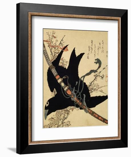 The Little Raven. Minamoto Clan Sword, C1823-Katsushika Hokusai-Framed Giclee Print