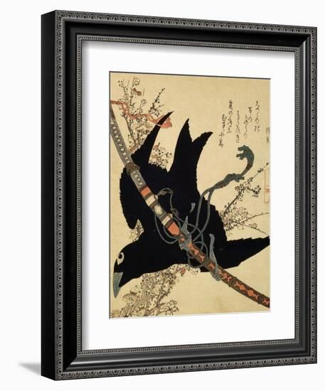 The Little Raven. Minamoto Clan Sword, C1823-Katsushika Hokusai-Framed Giclee Print