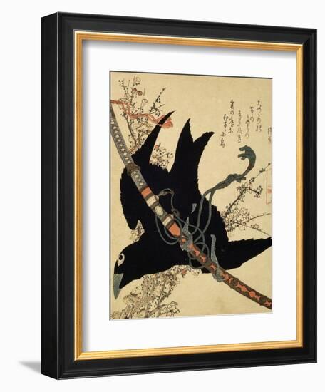 The Little Raven. Minamoto Clan Sword, C1823-Katsushika Hokusai-Framed Giclee Print