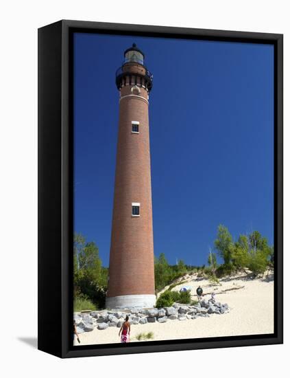 The Little Sable Point Light on Lake Michigan in Golden Township, Michigan, USA-David R. Frazier-Framed Premier Image Canvas