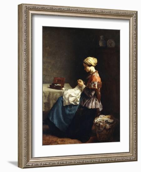 The Little Seamstress, 1858-Jules Breton-Framed Giclee Print