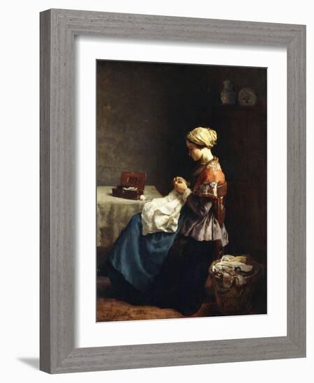 The Little Seamstress, 1858-Jules Breton-Framed Giclee Print